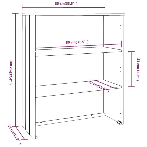 Opzetkast Hamar 85X35X100 Cm Massief Grenenhout - Afbeelding 7