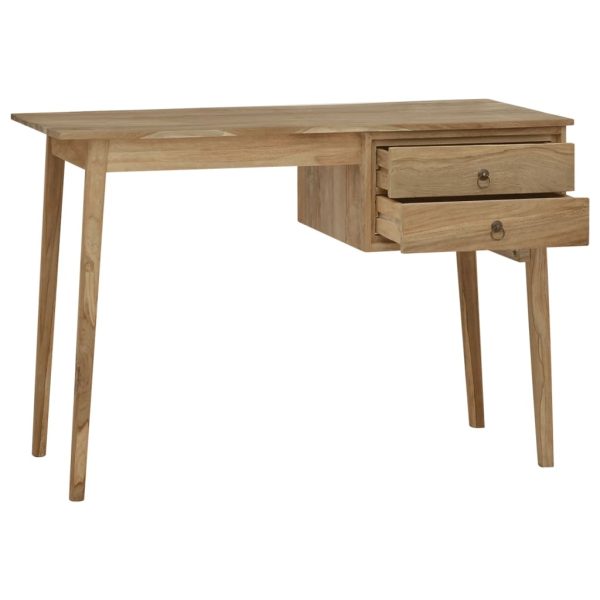 Bureau Met 2 Lades 110X52X75 Cm Massief Teakhout - Afbeelding 3