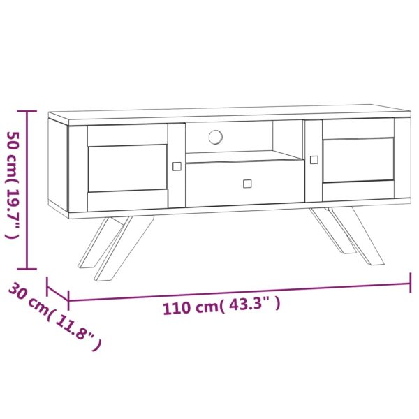 Tv-Meubel 110X30X50 Cm Massief Teakhout - Afbeelding 8