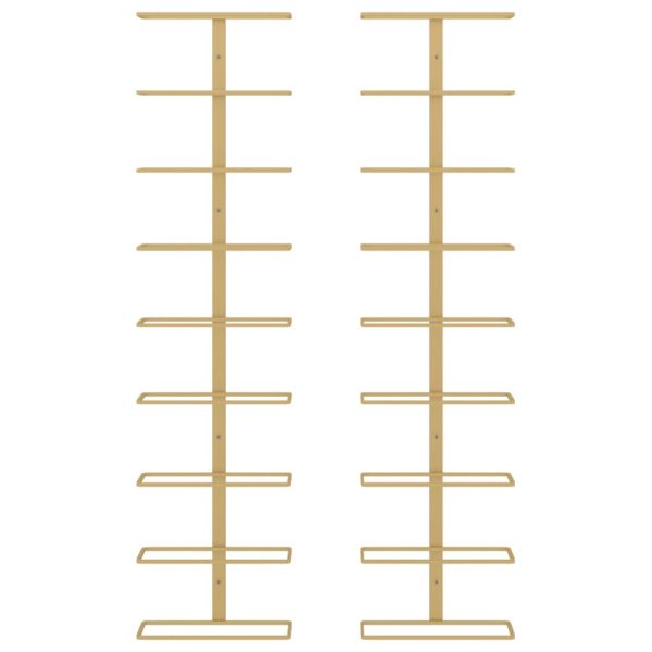 Wijnrekken 2 St Voor 9 Flessen Wandmontage Ijzer Kleurig Goud - Afbeelding 4