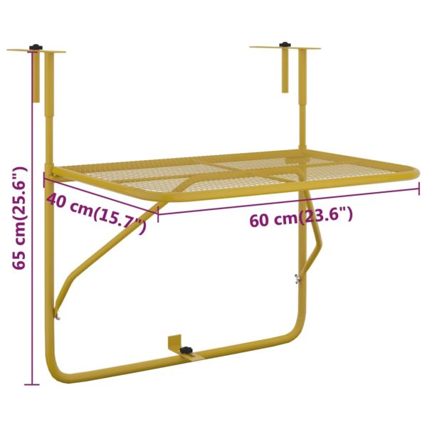 Balkontafel 60X40 Cm Staal Kleurig - Afbeelding 7