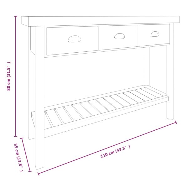 Wandtafel 110X35X80 Cm Massief Vurenhout - Afbeelding 7