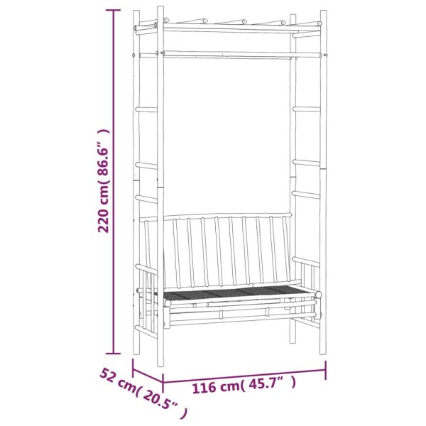 Tuinbank Met Pergola 116 Cm Bamboe - Afbeelding 6