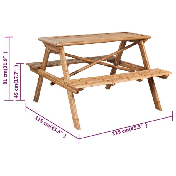 Picknicktafel 115X115X81 Cm Bamboe - Afbeelding 6