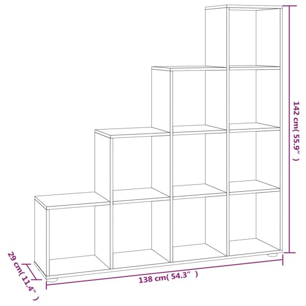 Boekenkast Trapvormig Bewerkt Hout Bruin Eikenkleur - Afbeelding 7