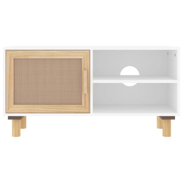 Tv-Meubel 80X30X40 Cm Massief Grenenhout En Rattan - Afbeelding 4