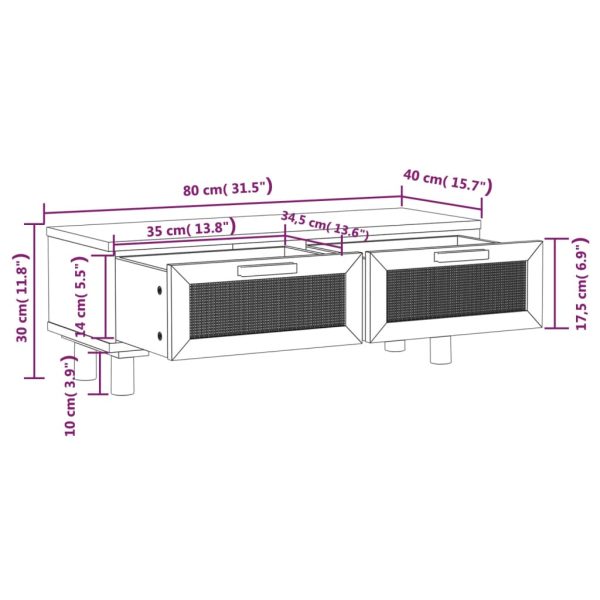 Salontafel 80X40X30 Cm Bewerkt Hout En Grenenhout - Afbeelding 7