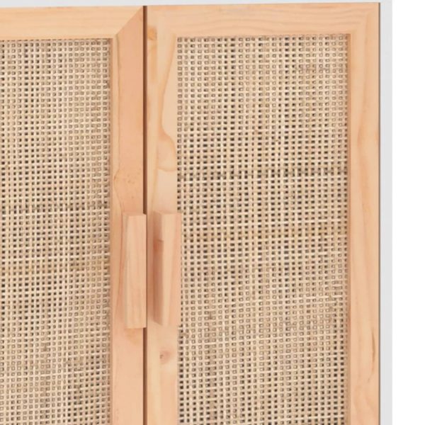 Dressoir 60X30X70 Cm Massief Grenenhout En Rattan - Afbeelding 7