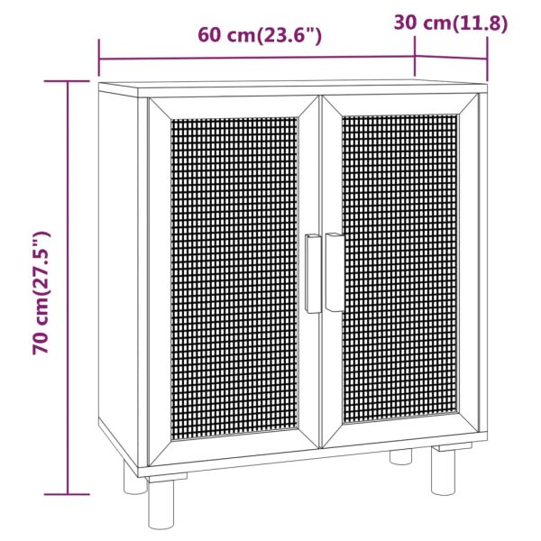 Dressoir 60X30X70 Cm Massief Grenenhout En Rattan - Afbeelding 8