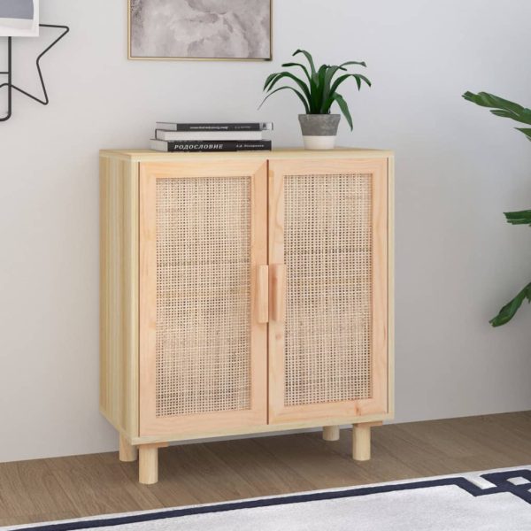 Dressoir 60X30X70 Cm Massief Grenenhout En Rattan - Afbeelding 11