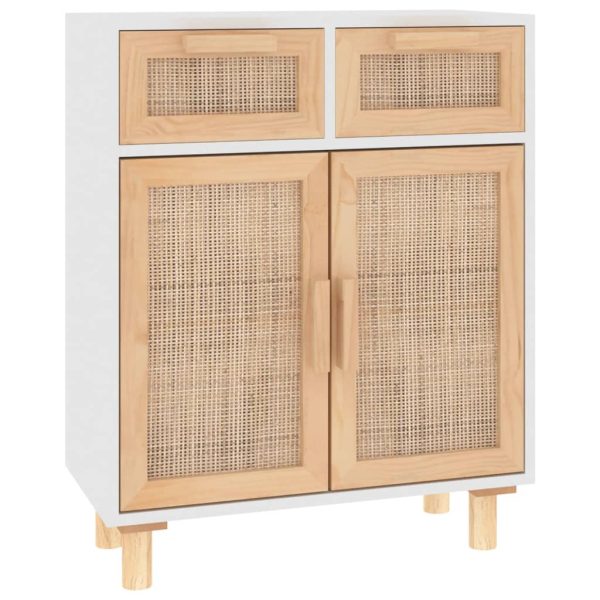 Dressoir 60X30X75 Cm Massief Grenenhout En Rattan - Afbeelding 2