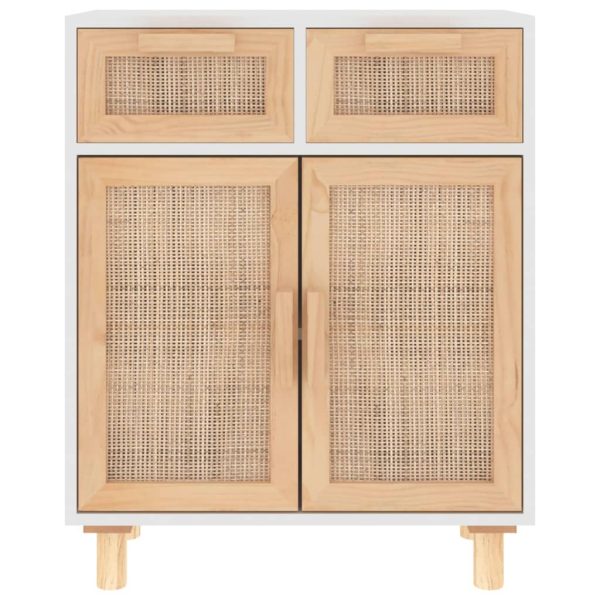 Dressoir 60X30X75 Cm Massief Grenenhout En Rattan - Afbeelding 4