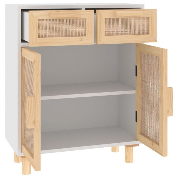 Dressoir 60X30X75 Cm Massief Grenenhout En Rattan - Afbeelding 5