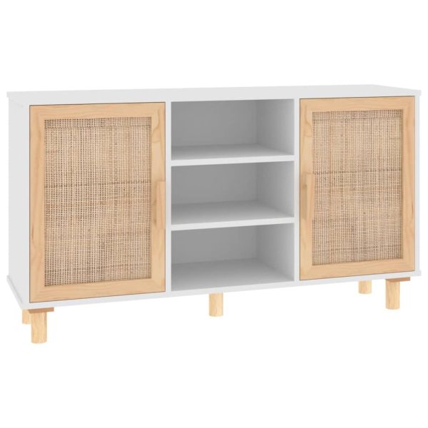 Dressoir 105X30X60 Cm Massief Grenenhout En Rattan - Afbeelding 2