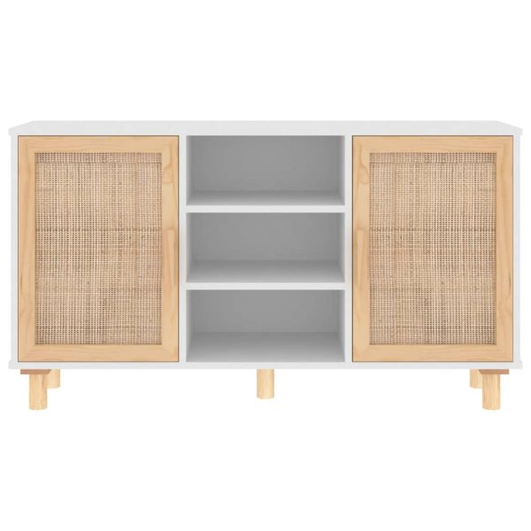 Dressoir 105X30X60 Cm Massief Grenenhout En Rattan - Afbeelding 4