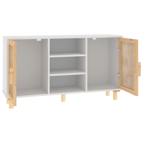 Dressoir 105X30X60 Cm Massief Grenenhout En Rattan - Afbeelding 5