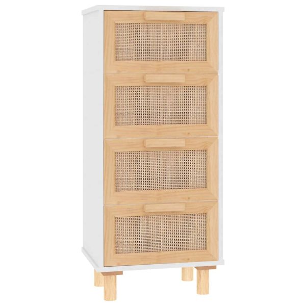 Dressoir 40X30X90 Cm Massief Grenenhout En Rattan - Afbeelding 2