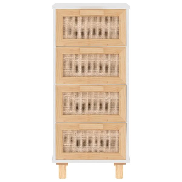 Dressoir 40X30X90 Cm Massief Grenenhout En Rattan - Afbeelding 4