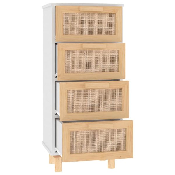 Dressoir 40X30X90 Cm Massief Grenenhout En Rattan - Afbeelding 5