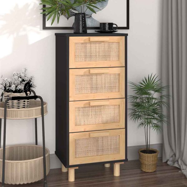 Dressoir 40X30X90 Cm Massief Grenenhout En Rattan - Afbeelding 10