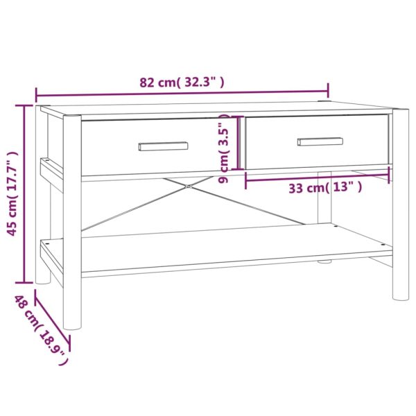 Salontafel 82X48X45 Cm Bewerkt Hout - Afbeelding 10