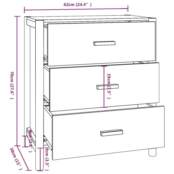 Dressoir 62X38X70 Cm Bewerkt Hout - Afbeelding 8