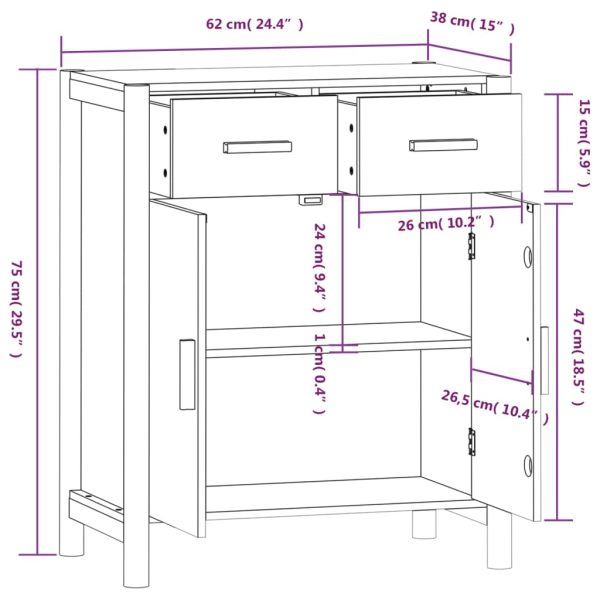 Dressoir 62X38X75 Cm Bewerkt Hout - Afbeelding 9