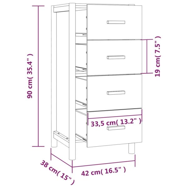 Hoge Kast 42X38X90 Cm Bewerkt Hout - Afbeelding 9