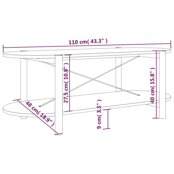 Salontafel 110X48X40 Cm Bewerkt Hout - Afbeelding 7