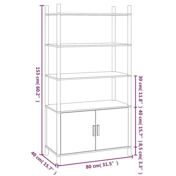 Hoge Kast 80X40X153 Cm Bewerkt Hout - Afbeelding 6