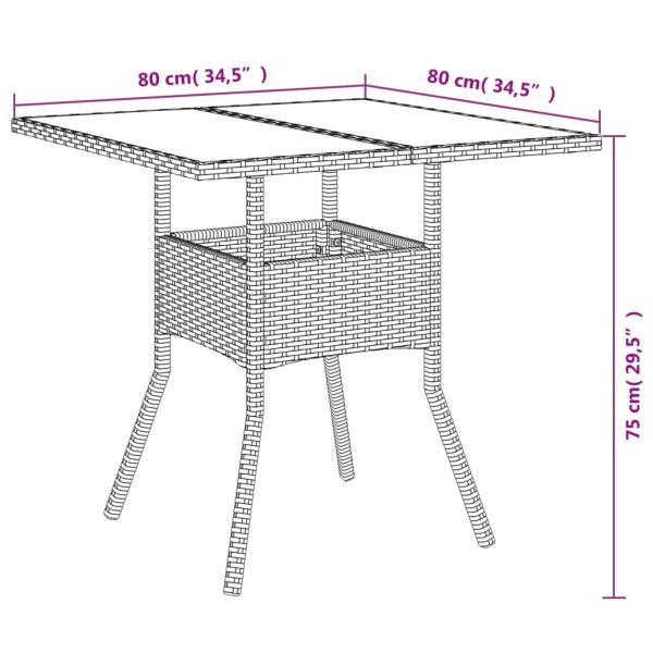 3-Delige Tuinset Met Kussens Poly Rattan En Glas - Afbeelding 9