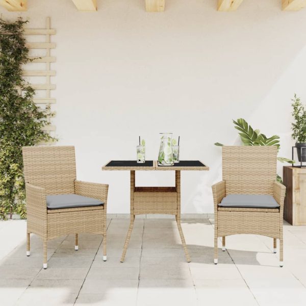 3-Delige Tuinset Met Kussens Poly Rattan En Glas - Afbeelding 11