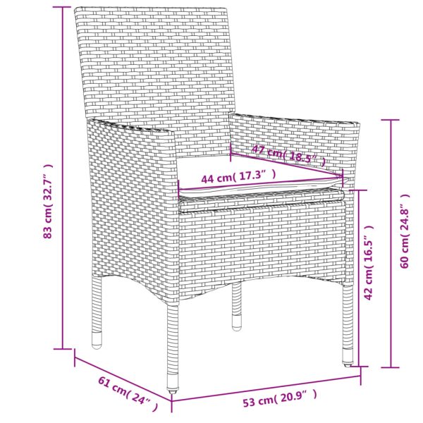 3-Delige Tuinset Met Kussens Poly Rattan En Glas - Afbeelding 8