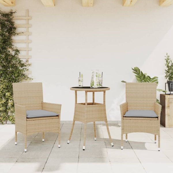 3-Delige Tuinset Met Kussens Poly Rattan En Glas - Afbeelding 11