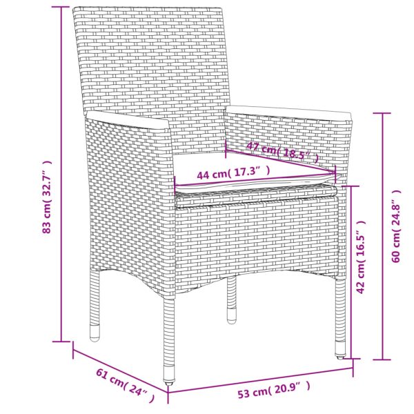 9-Delige Tuinset Met Kussens Poly Rattan En Acaciahout - Afbeelding 8