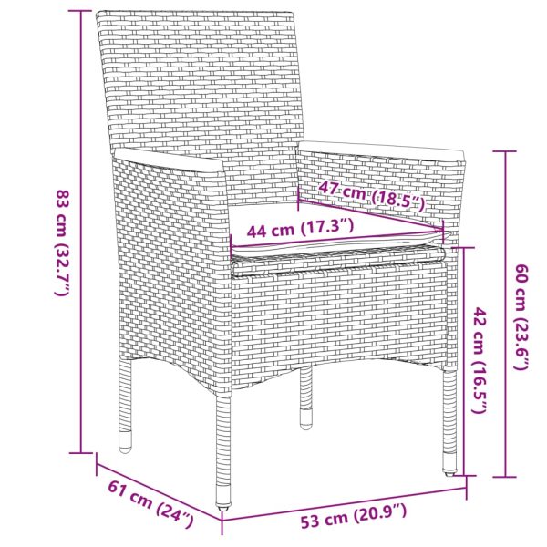 3-Delige Tuinset Met Kussens Poly Rattan En Acaciahout - Afbeelding 8