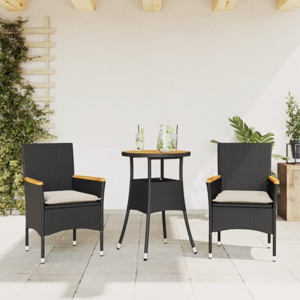 3-Delige Tuinset Met Kussens Poly Rattan En Acaciahout