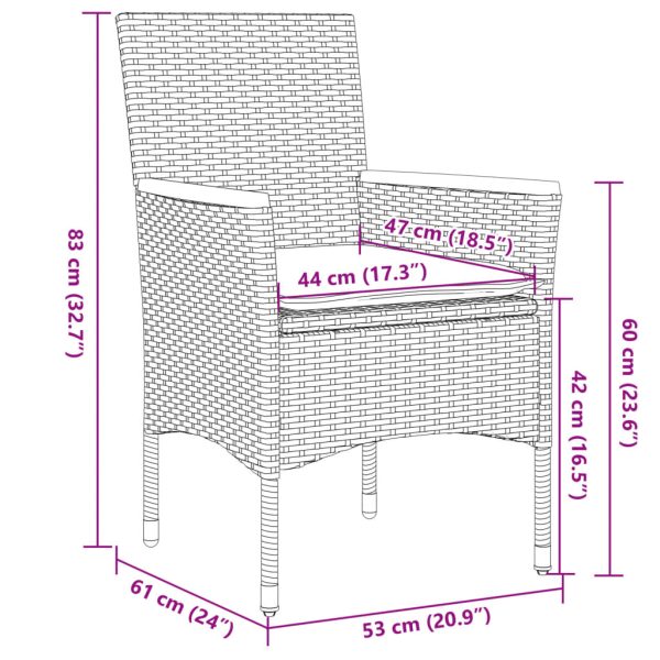 3-Delige Tuinset Met Kussens Poly Rattan En Glas - Afbeelding 8