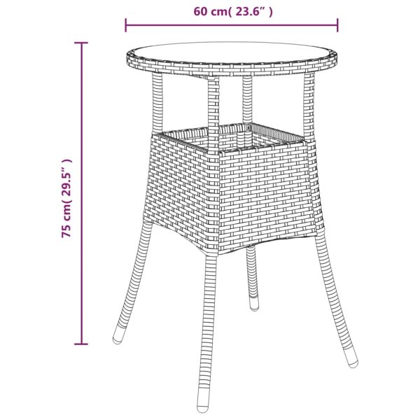 3-Delige Tuinset Met Kussens Poly Rattan En Glas - Afbeelding 9