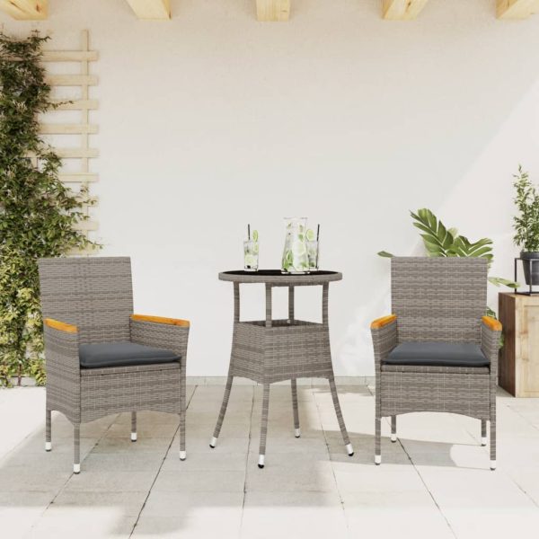 3-Delige Tuinset Met Kussens Poly Rattan En Glas - Afbeelding 11