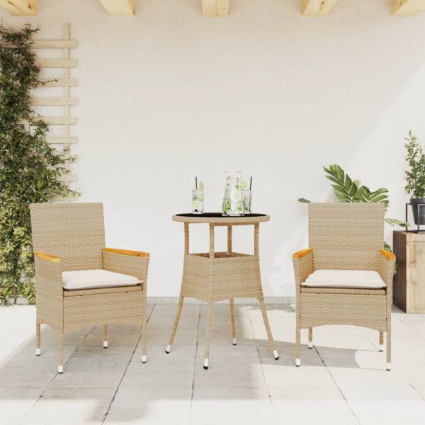 3-Delige Tuinset Met Kussens Poly Rattan En Glas - Afbeelding 12