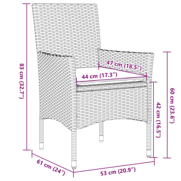 3-Delige Tuinset Met Kussens Poly Rattan En Acaciahout - Afbeelding 8