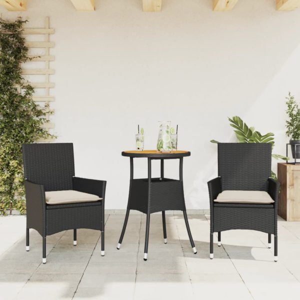 3-Delige Tuinset Met Kussens Poly Rattan En Acaciahout