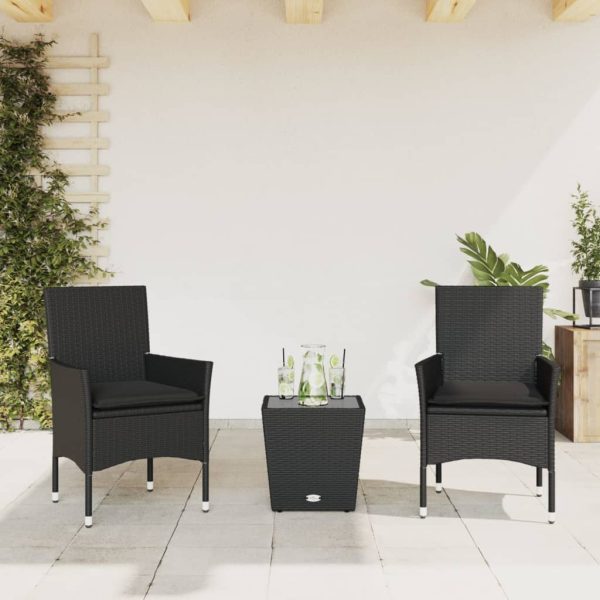 3-Delige Bistroset Met Kussens Poly Rattan En Glas - Afbeelding 13