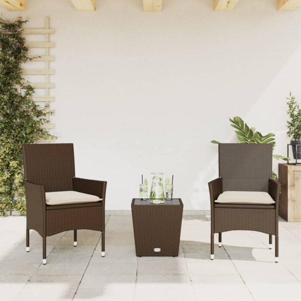 3-Delige Bistroset Met Kussens Poly Rattan En Glas - Afbeelding 15