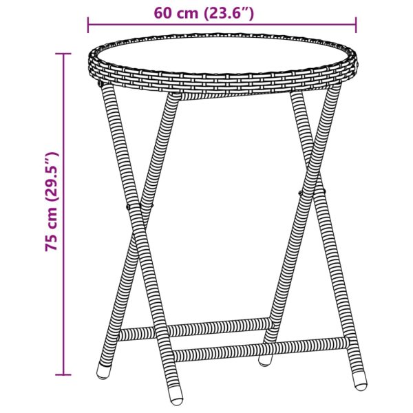 3-Delige Bistroset Met Kussens Poly Rattan En Glas - Afbeelding 9