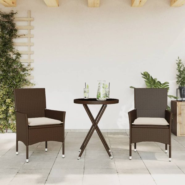 3-Delige Bistroset Met Kussens Poly Rattan En Glas - Afbeelding 14