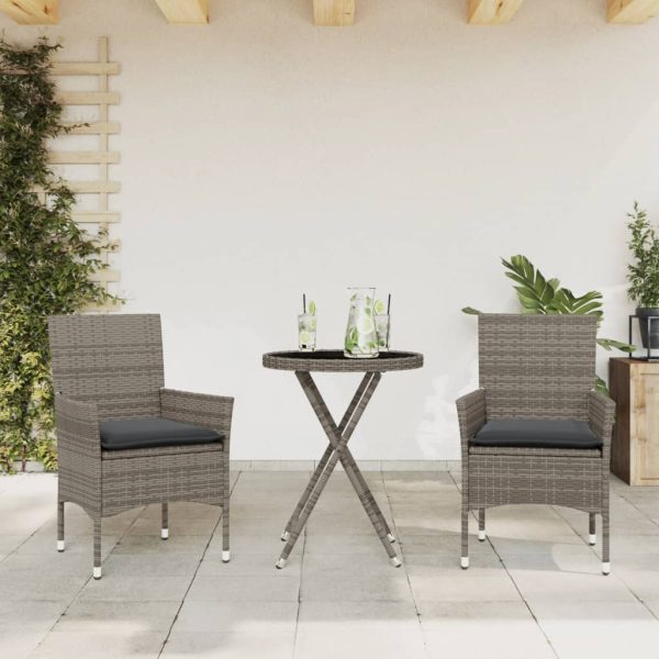 3-Delige Bistroset Met Kussens Poly Rattan En Glas - Afbeelding 16