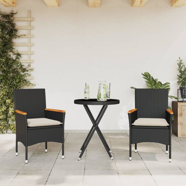 3-Delige Bistroset Met Kussens Poly Rattan En Glas - Afbeelding 13