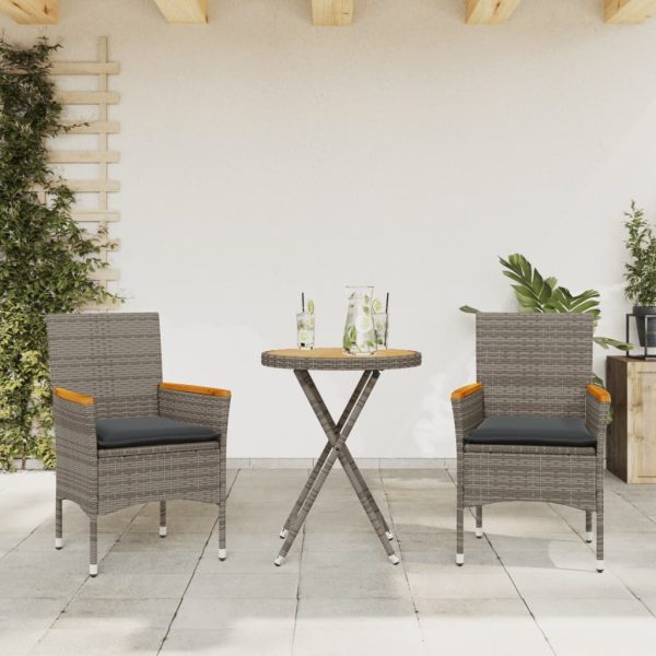 3-Delige Bistroset Met Kussens Poly Rattan En Glas - Afbeelding 11